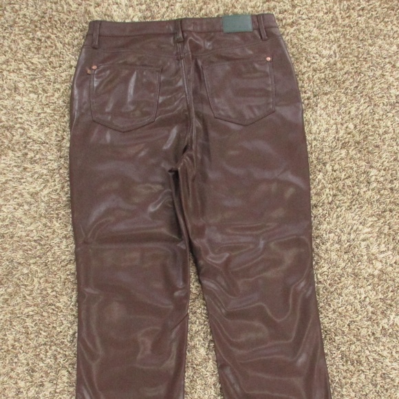 Judy Blue Pants Women's 15/32 Brown Espresso Straight Leg Faux Leather - Picture 4 of 12